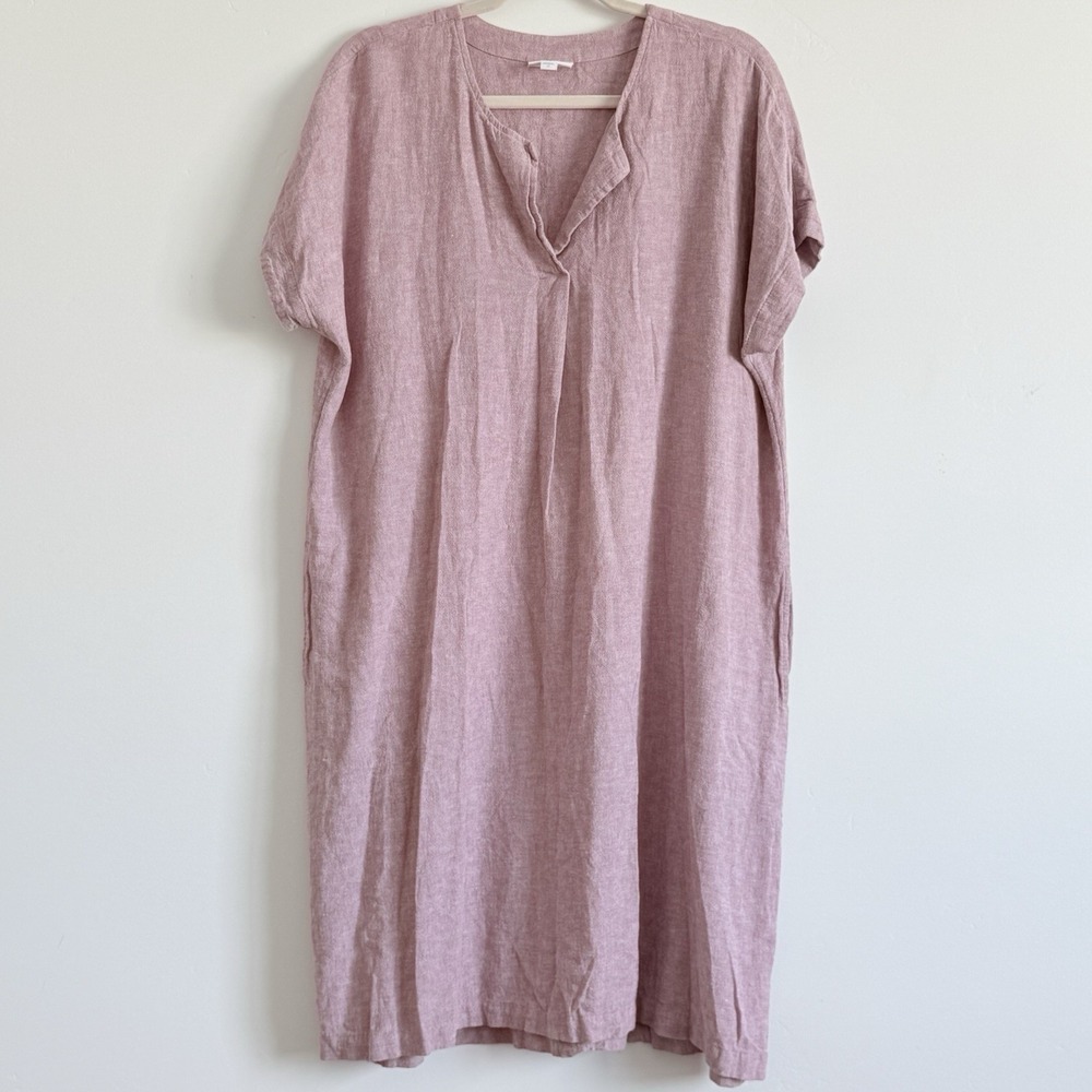 JJill Pure Jill 100% Linen Dress Women MT Shift Coastal Scandi Comfort
